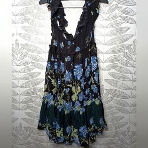 Free People Shift Cross Back Floral Black Intimately Boho Hippie WhimsyGoth
